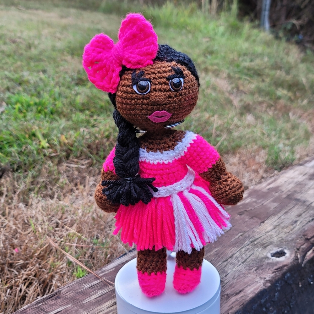 Handcrafted Pink and White Crochet Doll